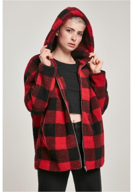 Dámská bunda Sherpa Oversized Check kapucí vypalovaná/blk