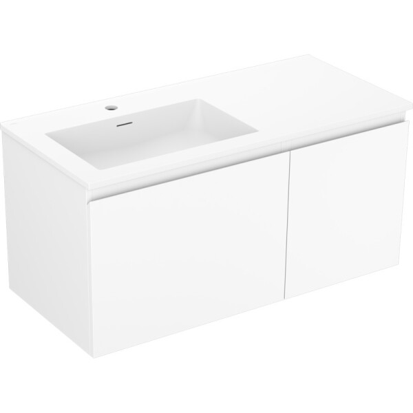 MEXEN/S - Orio koupelnová skříňka 100 cm s umyvadlem Otis levá, 1S, 1D, bílá mat 91A13-10047-3-BBFF01-W18L01