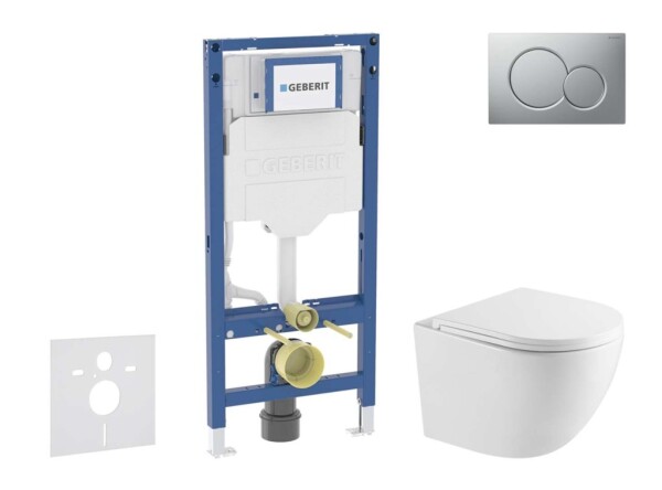 GEBERIT - Duofix Set předstěnové instalace, klozetu Oudee a sedátka softclose, tlačítko Sigma01, lakovaný matný chrom SANI11CA2104