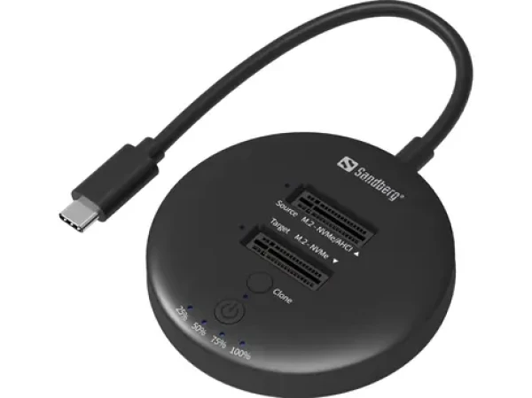 Sandberg USB3.2 Cloner Dock for NVMe M.2 SSD / čtení + zápis + klonování NVMe SSD