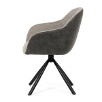 Židle jídelní, béžová látka a tmavě šedá látka v dekoru vintage kůže, černý kov, otočná P90°+ L90° s vratným mechanismem
