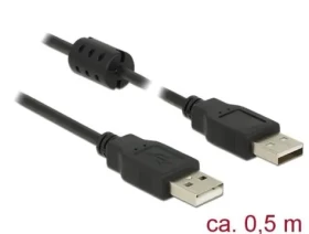 DeLock Kabel USB 2.0 A (M) - USB 2.0 A (M) 0.5m černá (84888)