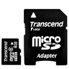 Transcend micro SDHC karta 4GB Class 6 + adaptér (TS4GUSDHC6)