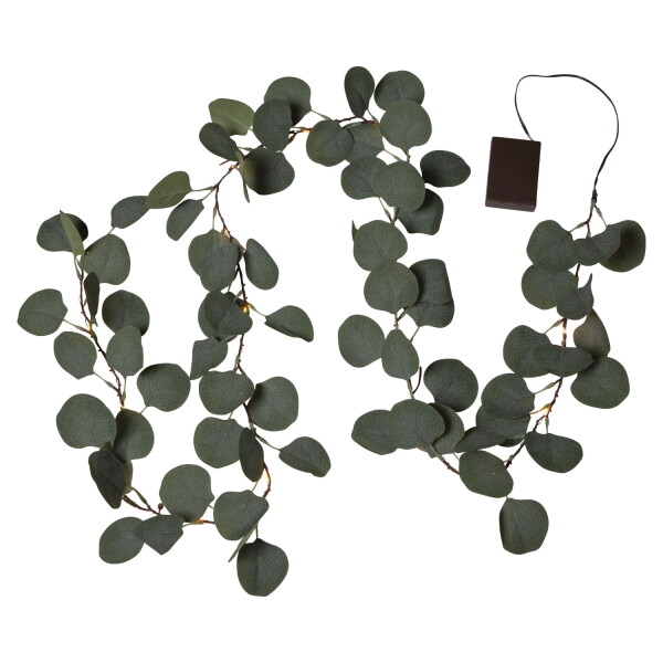 STAR TRADING Světelná LED girlanda Eucalyptus 180 cm, zelená barva, plast