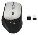Equip ergonomická bezdrátová myš černá / Myš / pravoruká / 2400 DPI / 2,4 GHz / USB-A/USB-C přijímač (245115)