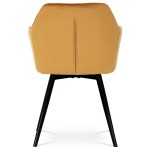 Jídelní židle, potah žlutá sametová látka, kovové nohy, černý matný lak