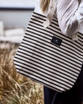House Doctor Plátěná nákupní taška Black/Off-white, černá barva, textil