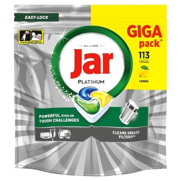 JAR PLATINUM kapsle do myčky 113 ks LEMON