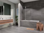 Lansanit Vanová zástěna H2P 1000x1400, chrom/čiré sklo LAN07003