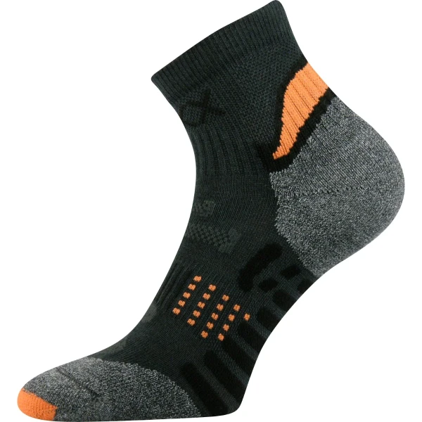 VOXX Ponožky sportovní s ionty stříbra INTEGRA anatomicky tvarované TMAVĚ ŠEDÉ S NEON ORANŽOVOU 39-42 108608