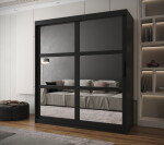 Šatní skříň Abi Miror Barva korpusu: Černá, Rozměry: 150 cm, Dveře: Černá
