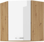 Horní rohová skříňka Artisan 60x60 GN-72 1F (45°) Barva korpusu: Dub artisan, Barva dvířek: Bílý lesk