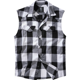 Brandit Košile Checkshirt Sleeveless bílá | černá S