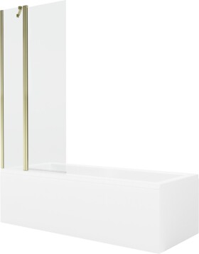 MEXEN/S - Cubik obdélníková vana 150 x 70 cm s panelem + vanová zástěna 80 cm, transparent, zlatá 550315070X9408115000