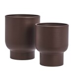 MADAM STOLTZ Venkovní obal na květináč Matt Ruby Wine Iron větší, hnědá barva, kov