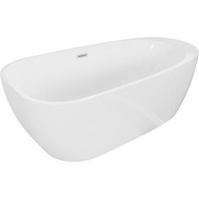 MEXEN/S - Giada volně stojící vana 170 x 90, bílá lesk, sifon a přepad nikl kartáčovaný 52741709000-97