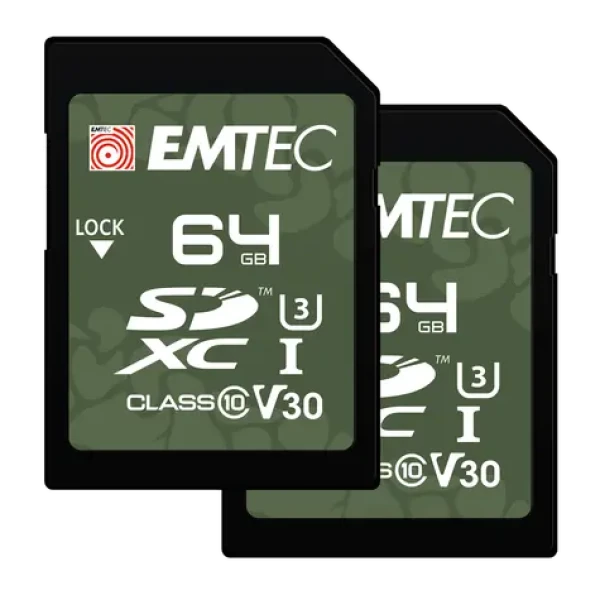 EMTEC Outdoor SD UHS-I U3 V30 64GB / čtení: 100MBs / zápis: 50MBs (ECMSD64GXCU3OR)