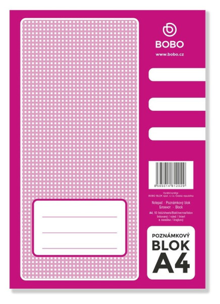 Poznámkový blok A4, linka, 50 listů
