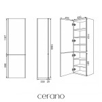 CERANO - Koupelnová vysoká skříňka Adele - TIP-ON otevírání - dub Cannolo Cremona - 45x180x33 CER-356425