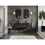 MEXEN/S - Orio koupelnová skříňka pod umyvadlo 140 cm s deskou, 1 šuplík, černá mat 91A10-14023-1-BFC71