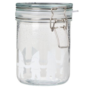 Ib Laursen Skleněná dóza s patentem Santa's Helpers 700 ml, čirá barva, sklo