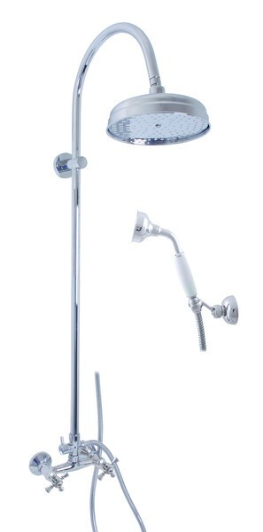 SLEZAK-RAV - Vodovodní baterie sprchová MORAVA RETRO s hlavovou a ruční sprchou, Barva: chrom, Rozměr: 100 mm MK381.0/3