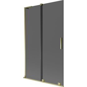 MEXEN/S - Velar L dvoukřídlá posuvná vanová zástěna 110 x 150, grafit, zlatá 896-110-003-41-50