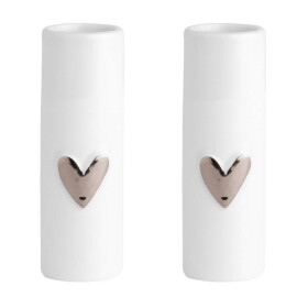 Räder Porcelánové vázičky Silver Heart – set 2 ks, bílá barva, porcelán