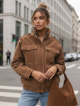 Dámská semišová bunda bomber světle hnědá FashionStreet TY5644 S