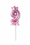 Dortová svíčka s "korunkou" ružovo-zlatá č.9
