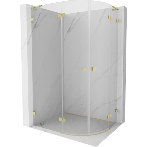 MEXEN/S - Lunar L sprchový kout čtvrtkruh křídlový levá 100 x 80, transparent, zlato kartáčovaná 833L-100L-080P-55-00