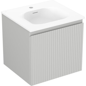 MEXEN/S - Rivel koupelnová skříňka 50 cm s umyvadlem Vela, 1 šuplík, reliéf , šedá mat/bílá mat 91A20-05047-1-BF62-W23M01