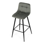 Židle barová, zelená látka, čtyřnohá kovová podnož, černý mat