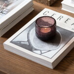 Iittala Skleněný svícen Kastehelmi 6,4 cm – Linen, fialová barva, sklo