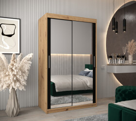 Šatní skříň Abi T3 Barva korpusu: Dub artisan, Rozměry: 120 cm, Dveře: Černá