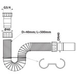 Bruckner - FLEXY umyvadlový sifon 5/4", DN40, bílá 151.123.0