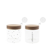 Bastion Collections Dóza s dřevěným víkem Storage 13 cm srdíčka, čirá barva, přírodní barva, sklo, dřevo