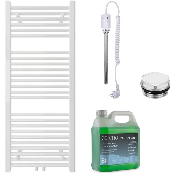 CERANO Koupelnový elektrický radiátorový set Lincoln - 300W - bílá matná - 1200x500 mm