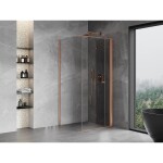MEXEN/S - Mist-F sprchový kout skládací dveře pravá 100 x 100, transparent, měď kartáčovaná 8A6T-100-100-65-00-P