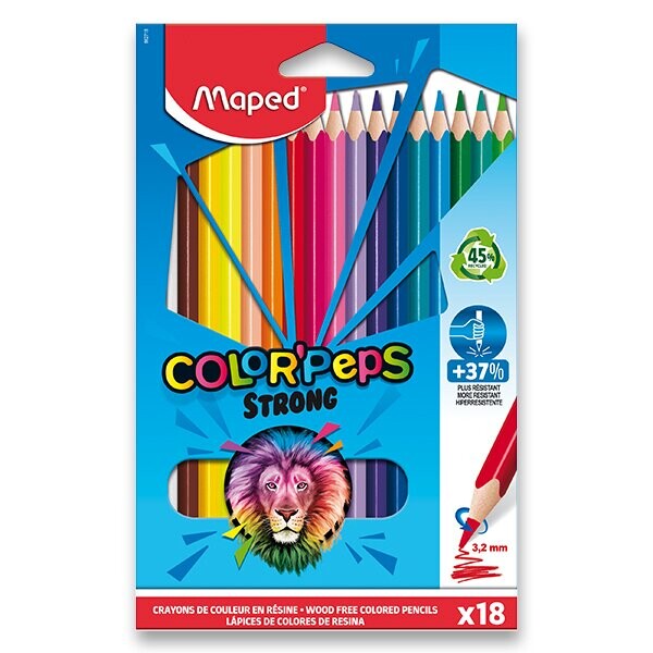 Maped - Bezdřevé pastelky Color´Peps Strong 18 ks