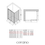 CERANO - Sprchový kout Varone POINT L/P - 6 mm - černá matná, transparentní sklo - 100x90x195 - posuvný CER-DY505B-10090