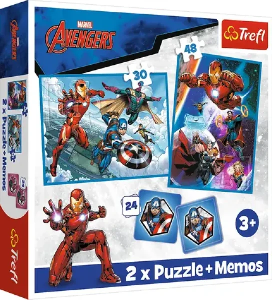 Trefl - Puzzle - Sada 3v1 Avengers: Hrdinové v akci (2x puzzle + pexeso)