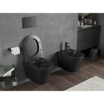 MEXEN - Rico Závěsná WC mísa Rimless Tornado, černá mat 3372XX85T