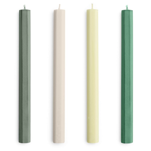 HAY Svíčky Hexagon Candle set 4ks, greens and whites