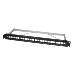 LogiLink Patch panel Keystone 24 portů, nezaplněný, černý / Patch panel / 19" / 1U / Kov (NK4042)