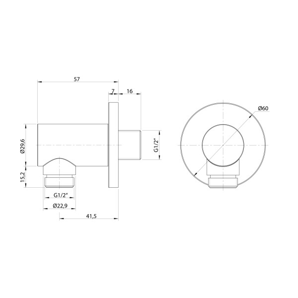 SAPHO - Vývod sprchy, kulatý, chrom 1205-01