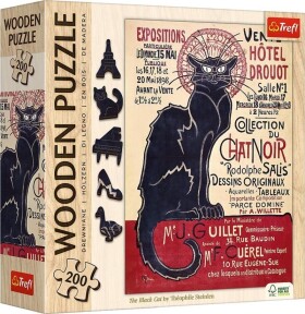 Dřevěné puzzle Art: Steinlen - Černá kočka, Le Chat Noir 200 dílků