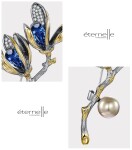 Brož Swarovski Elements Amalia - tulipán, perla, zirkon, Zlatá