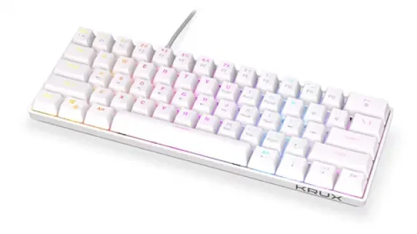 KRUX Qara 60% Outemu Red bílá / Herní klávesnice / Dátová / USB / US layout (KRX0138)