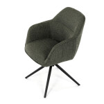 Židle jídelní a konferenční, zelená látka, černé kovové nohy, otočný mechanismus